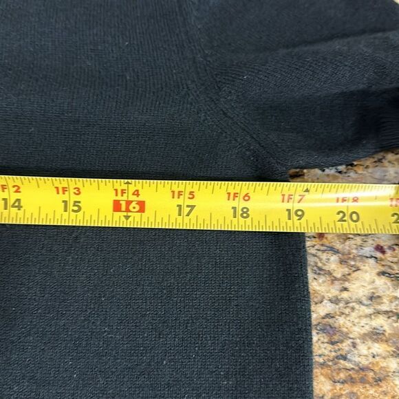 Richard Grand Black Cashmere Short Sleeve Contrast Crew Neck Sweater Size M - Picture 6 of 7